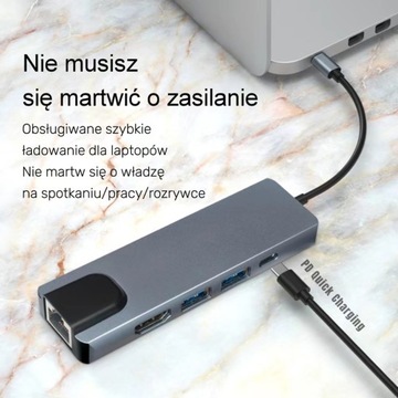 KNLLVZN TC15 HUB Адаптер USB-C на 5 входов серый