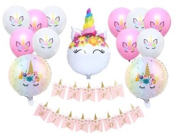 ZESTAW balonów UNICORN jednorożec baner urodziny