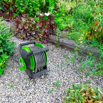 РОЛИКОВЫЙ САДОВЫЙ ШЛАНГ 20М С РУЧНЫМ РЕПЛЕРОМ, КОНЦЫ ШЛАНГА С РУЧКОЙ