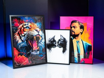 Постер Картина Стильные Кошки Арт 50х70 см Премиум