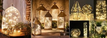 Микродиоды на проводе, батарейки WARM WHITE 50 LED.