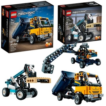 KLOCKI LEGO TECHNIC CIĘŻARÓWKA WYWROTKA KOPARKA SAMOCHODY ZESTAW 4W1