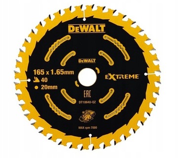 DeWALT DT10640 tarcza piła do drewna 40z 20/165mm