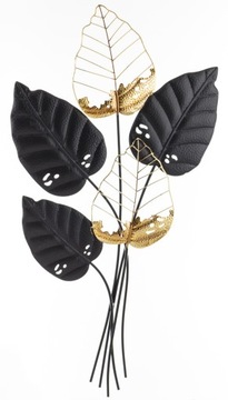 МЕТАЛЛИЧЕСКОЕ УКРАШЕНИЕ НА СТЕНУ ЗОЛОТО ЧЕРНЫЕ ЛИСТЬЯ