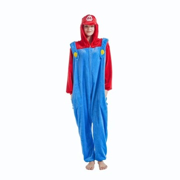 SUPER MARIO Przebranie PIŻAMA Jednoczęściowa Kigurumi Onesie S 146-154 cm