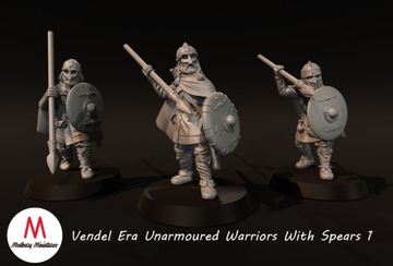Vendel Era Unarmoured Warriors With Spears - x5