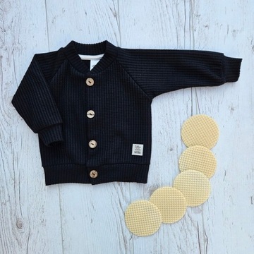 Bluza bawełniana Waffel Makoma 11249B, r.74, czarna