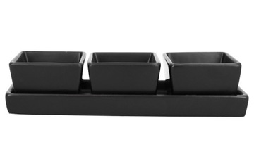 Фарфоровые черные сервировочные тарелки для закусок, дипов и соусов, 4 шт.