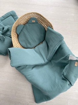 POŚCIEL MUŚLIN 70/50 ZIELONY NOWY kocyk pod. miś