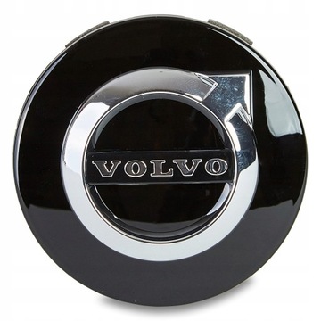Центральные колпаки VOLVO XC60 II, черные глянцевые алюминиевые диски