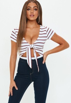 MISSGUIDED KREMOWE BODY CZERWONE PASKI (32)