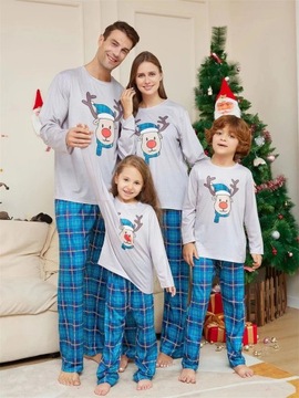 Rodzinna piżama świąteczna Bluzki z piżnami dla dzieci i spodnie w kratę ś