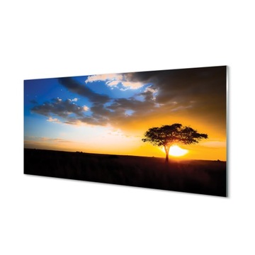 Szklany panel ochronny + klej Chmury drzewo 100x50