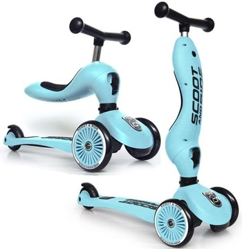 КОМПЛЕКТ СКУТЕРА Scoot And Ride BlueBerry 2 в 1 + ШЛЕМ со светодиодной подсветкой S-M 2-5L