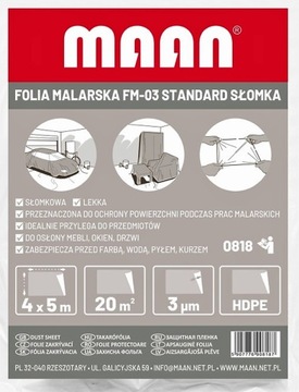 Folia Malarska Ochronna Budowlana 4m x 5m Standard 20m2 Mocna FM-03 0818