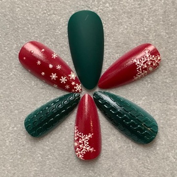 PAZNOKCIE SZTUCZNE TIPSY ŚWIĄTECZNE ZIMOWE 24SZT