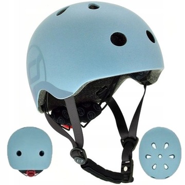 SCOOTANDRIDE KASK Dla Dzieci Regulowany Lampka LED S-M Steel 3 lata+