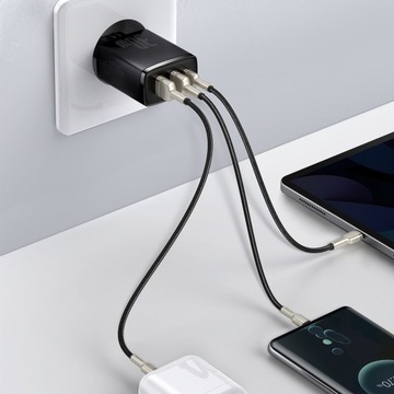 БЫСТРОЕ СЕТЕВОЕ ЗАРЯДНОЕ УСТРОЙСТВО BASEUS, УНИВЕРСАЛЬНОЕ USB-C/2x USB МОЩНОЕ, 30 Вт, PD QC