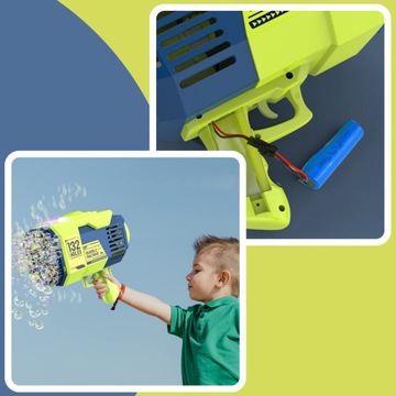 MASZYNKA DO BANIEK PISTOLET AKUMULATOR LED 3W1 DUŻY ZESTAW BAŃKI MYDLANE