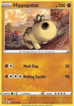 Oryginalna Karta Pokemon Astral Radiance - Hippopotas ASR 079