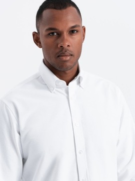 Koszula męska z tkaniny w stylu Oxford REGULAR biała V1 OM-SHOS-0114 L
