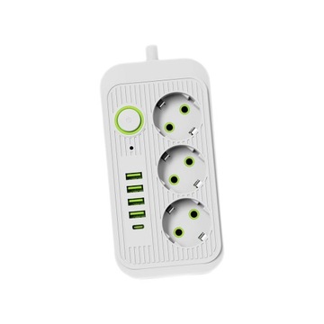 Удлинитель, адаптер ЕС, с 4 портами USB, портативная вилка для настольного компьютера, белый 3