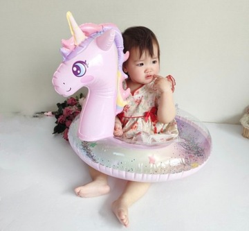 Кольцо для плавания с сиденьем Unicorn Glitter Pink для бассейна и пляжа
