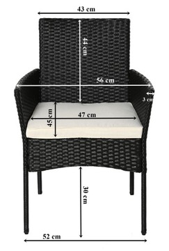 Комплект садовой мебели для отдыха, диван, 2 кресла, черный журнальный столик.