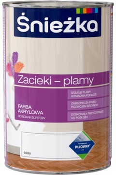 ŚNIEŻKA ZACIEKI PLAMY FARBA AKRYLOWA BIAŁA MAT 1L