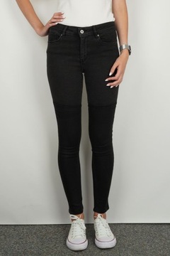 H&M Damskie Czarne Jeansowe Odcinane Spodnie Jeansy Skinny Rurki L 40