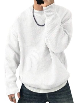 SHEIN SWETER MĘSKI BIAŁY NA CO DZIEŃ PROSTY L ŁŁA