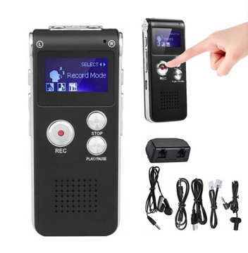 ЦИФРОВОЙ ДИКТОФОН С ОБНАРУЖЕНИЕМ ЗВУКА 8 ГБ MP3 Подслушивание ПОЛЬСКОЕ МЕНЮ