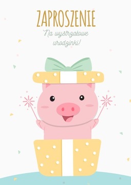 ZAPROSZENIE NA URODZINY ROCZEK Mała Świnka