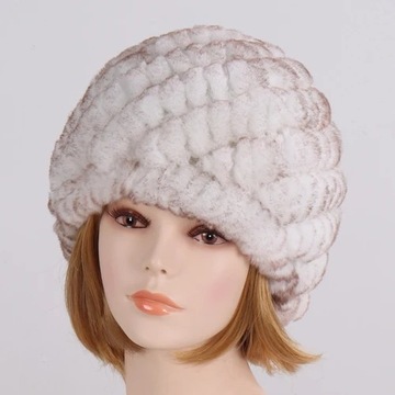 Lady Winter 100% Natural Real Rex Rabbit Fur Hat Women Soft Rex Rabbit Fur
