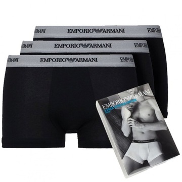 Emporio Armani czarne bokserki majtki męskie 3-pack 111357-CC717-00120 M