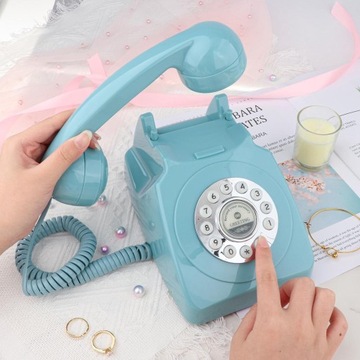 Гостевая книга на свадьбу, проводной телефон в винтажном стиле, синий цвет