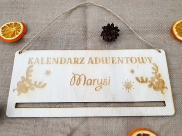 Адвент-календарь, табличка с гравировкой, ИМЯ, подставка ЭКО