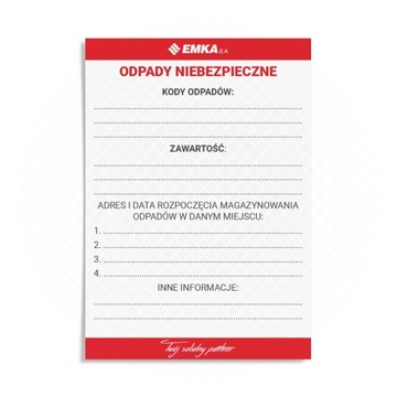 Naklejki Etykiety 25szt. ODPADY NIEBEZPIECZNE 150x210 Na Worki i Pojemniki