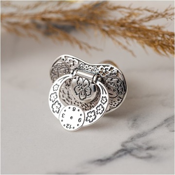 Серебряная соска-сувенир на крещение, родиевое покрытие СЕРЕБРО 925 пробы