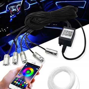 КОМПЛЕКТ ВНУТРЕННЕГО ОСВЕЩЕНИЯ АВТОМОБИЛЯ AMBIENT RGB ВОЛОКОННО-ОПТИЧЕСКОЕ 7M ПРИМЕНЕНИЕ