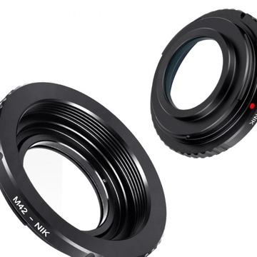 Adapter M42 do NIKON F NIESKOŃCZONOŚĆ z SOCZEWKĄ + Dekielek K&F Concept