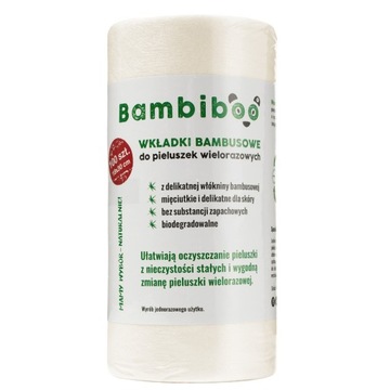 JEDNORAZOWE WKŁADKI BIBUŁKI BAMBUSOWE DO PIELUSZEK WIELORAZOWYCH 100SZT.