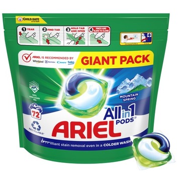 Капсулы для стирки Ariel All-in-1 PODS Mountain Spring для белого цвета, 72 шт.