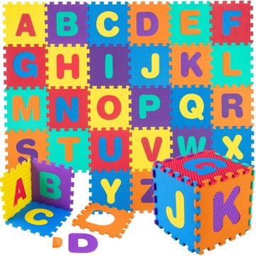 MATA EDUKACYJNA DLA DZIECI PODŁOGA PUZZLE PIANKOWE ALFABET 26 PUZZLI 30x30