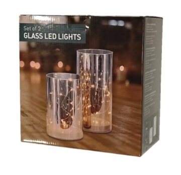 Lampion SZKLANKI LED 2 SZTUKI szkło 20 cm