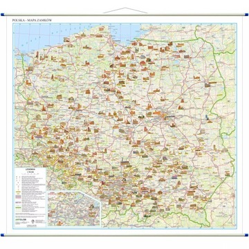 Polska mapa ścienna zamków Polski rurki PCV
