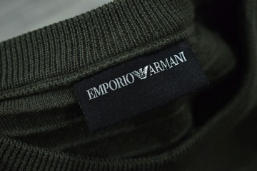 EMPORIO ARMANI Wełniany Sweter Męski Khaki L