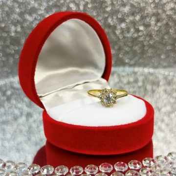 PIERŚCIONEK ZARĘCZYNOWY KWIAT Z KAMIENIAMI ZŁOTO