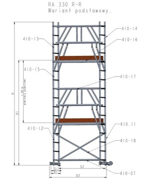 RUSZTOWANIE ALUMINIOWE DRABEX RA-330R-R WYS.ROB.3M
