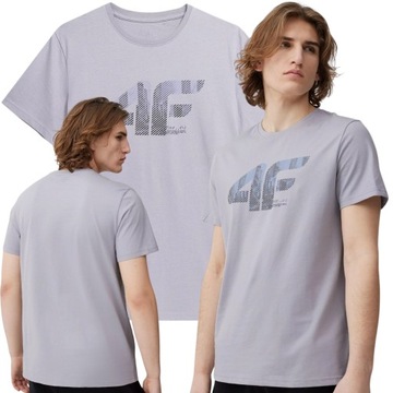 KOSZULKA MĘSKA 4F SPORTOWA Z NADRUKIEM T-SHIRT REGULAR BAWEŁNIANY R M